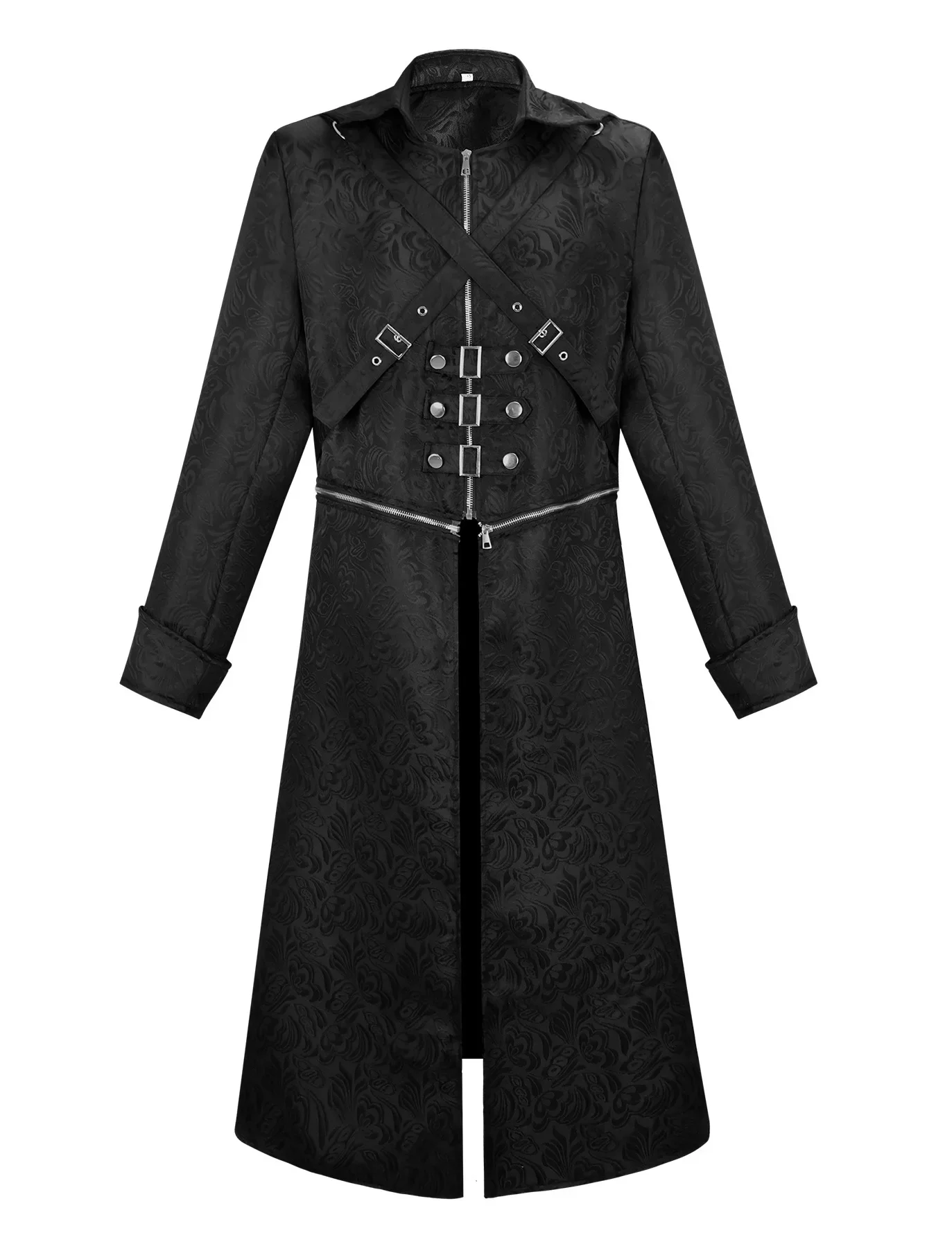 Medieval Gothic Vintage Long Coat Detachable Zipper Hunter Jacket  Renaissance Carnival Costume for Cosplay Halloween Costume