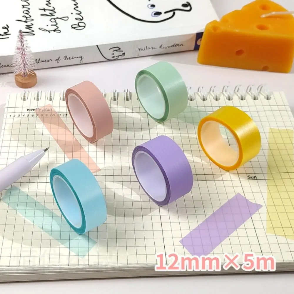 

Professional 5 Rolls Highlighter Sticker Transparent PET Label Stickers Adhesive Sticker Roll DIY Scrapingbook