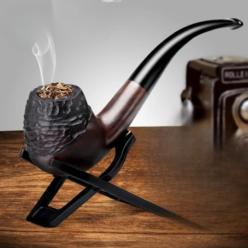 

Briar Root Wooden Tobacco Pipe Dublin Carved / Smooth Surface Bent Stem Small Size