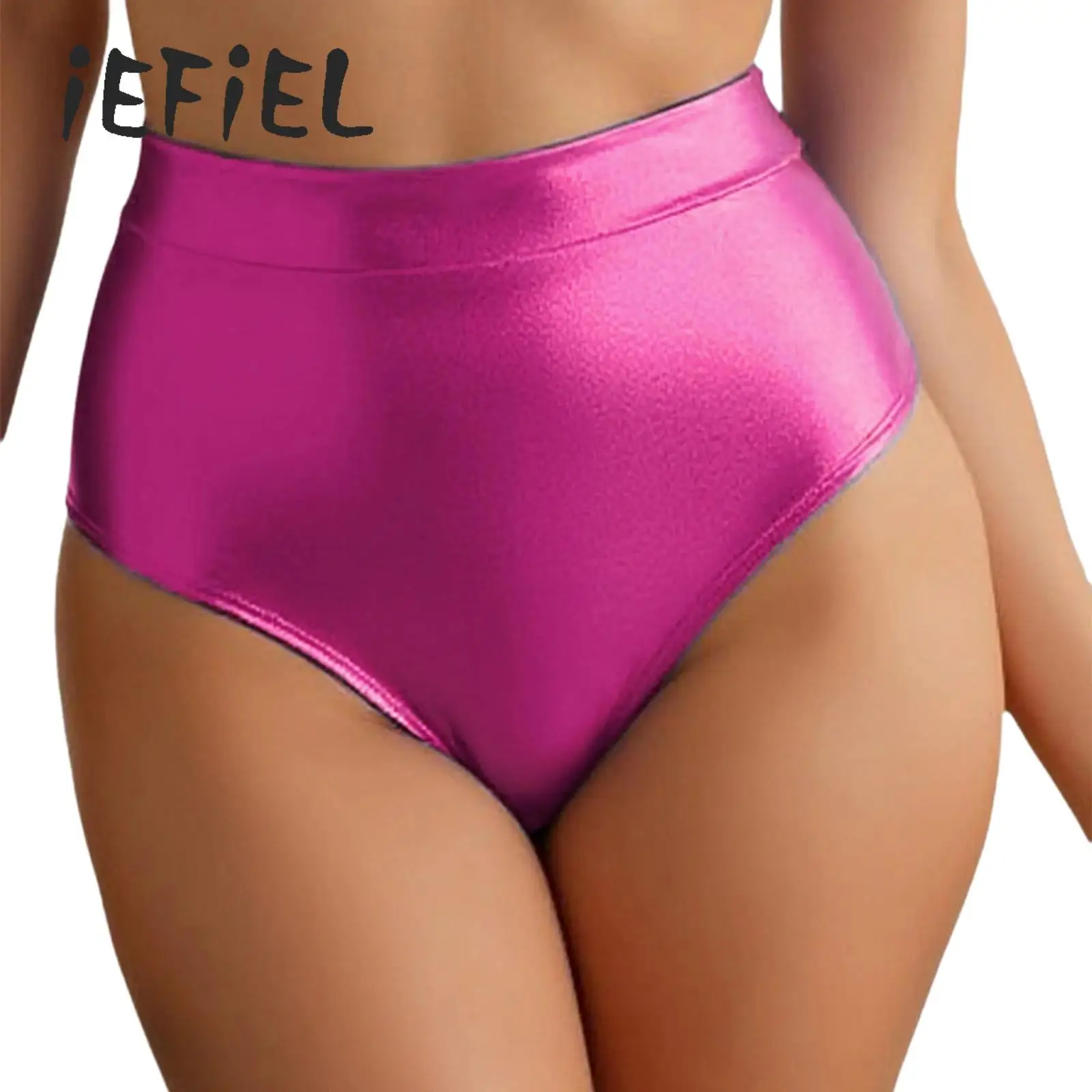 

Women Swimsuit Panties Swimwear Metallic Shiny Beach Shorts High Waist Bikini Bottom Bathing Suit Beach Rave Party Hot Pants