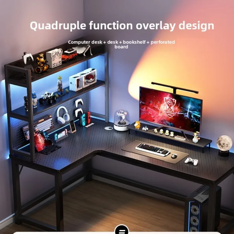 Office Computer Desk with Integrated Bookshelf for Efficient Space Corner Gaming Desk Dual Person Minimalist Bedroom Utilization