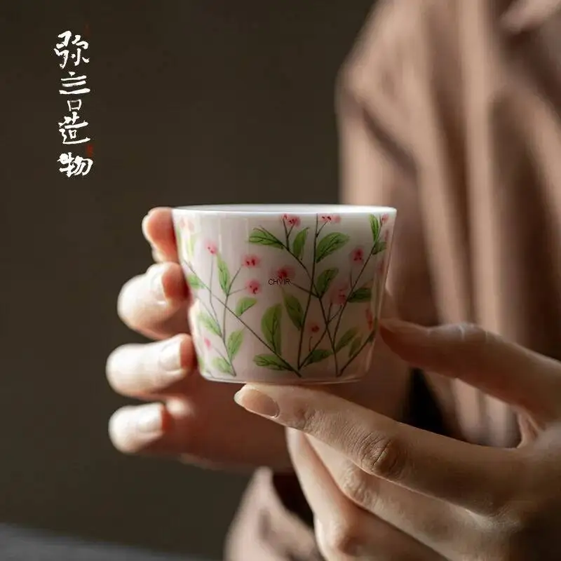 

Hand-painted Floral Straight Master Cup Home Use Large Tea Cup Personal Use Drinking Tea Cup Чайная чашка