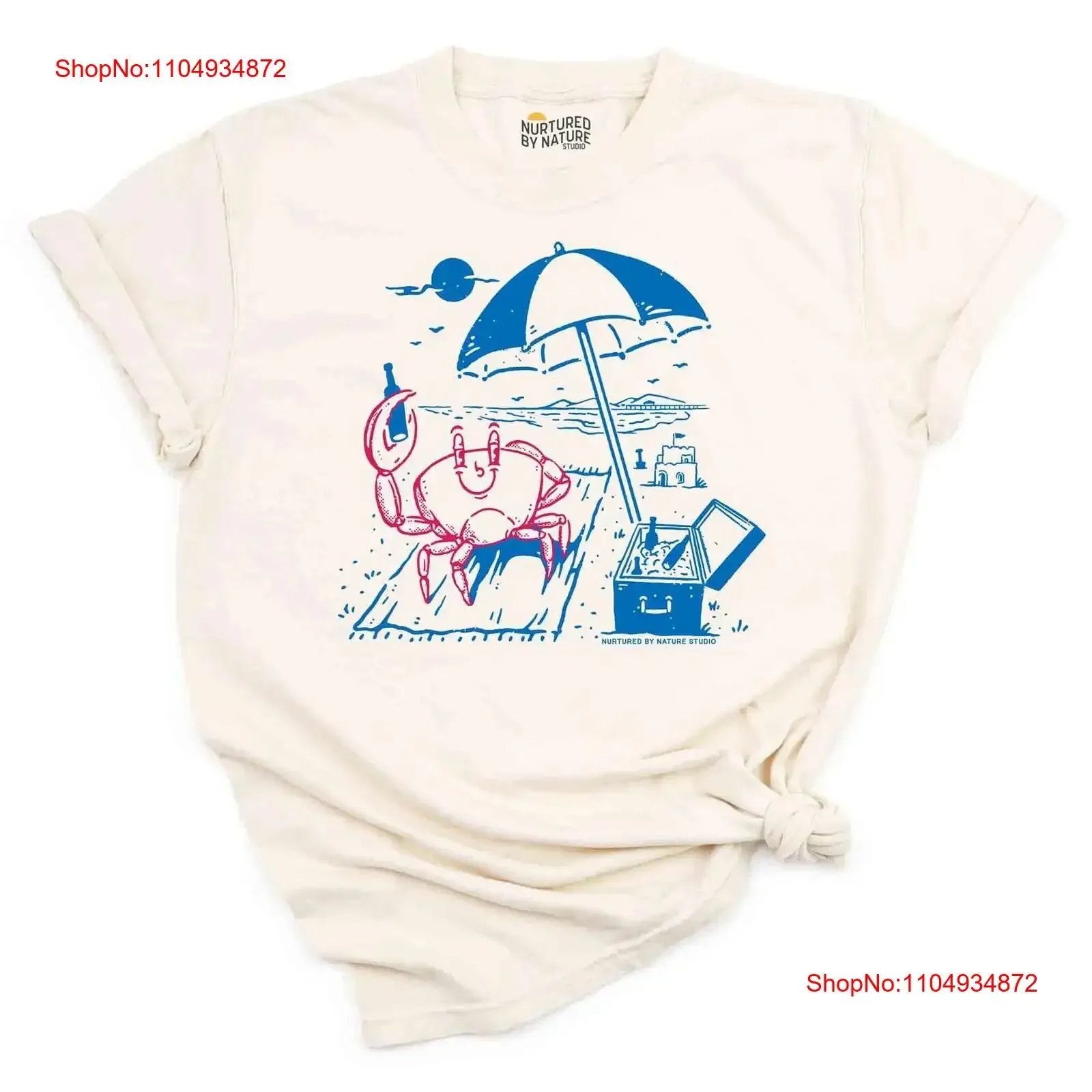 

Chill Beach Crab T Shirt Outdoorsy Cute Retro Style Nurtured by Nature Studio vintage Washed Unisex Stylish streetwear Casual