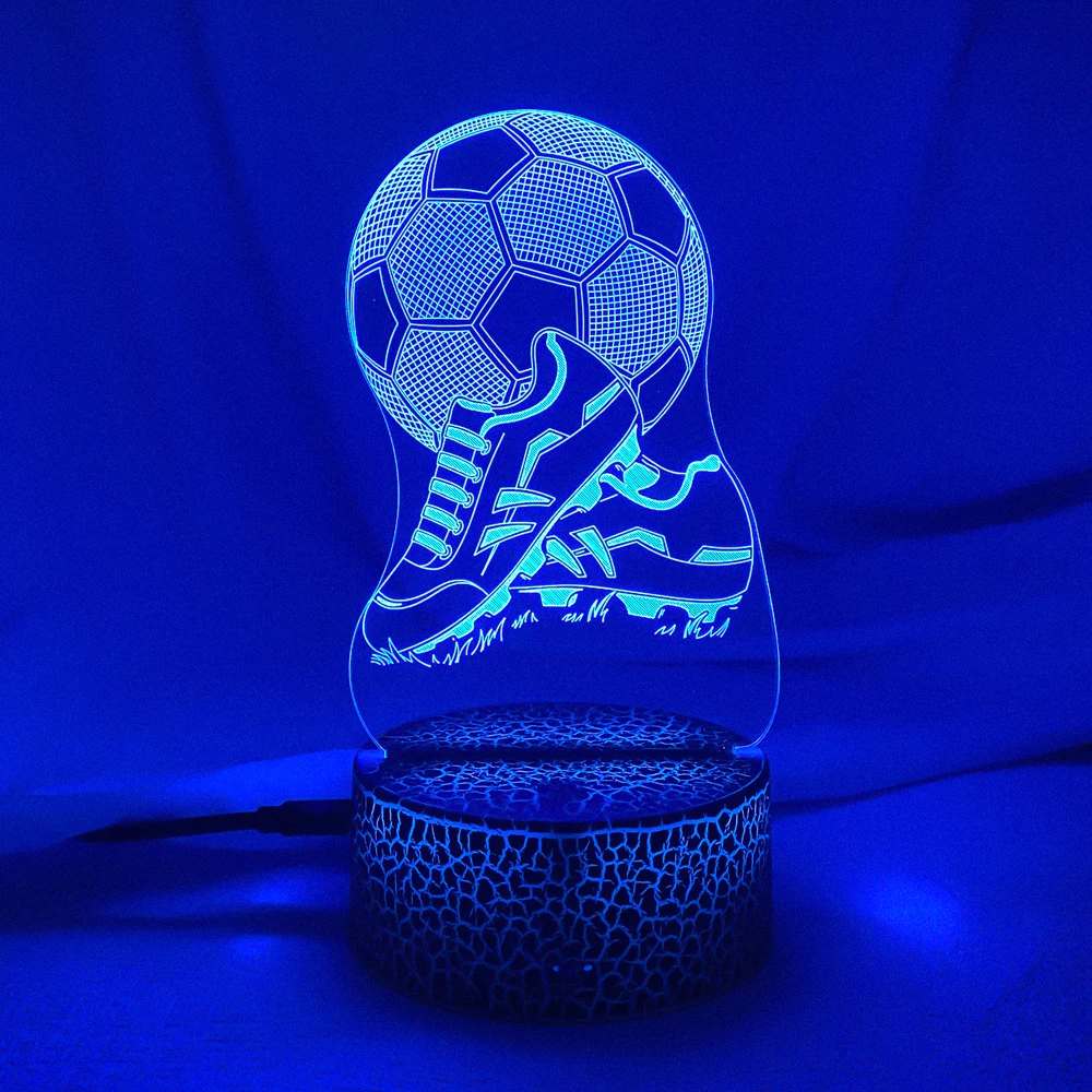 New 3d Illusion Kids Night Light Football 7 Colors Changing Nightlight for Child Bedroom Atmosphere Soccer Room Desk Lamp Gifts