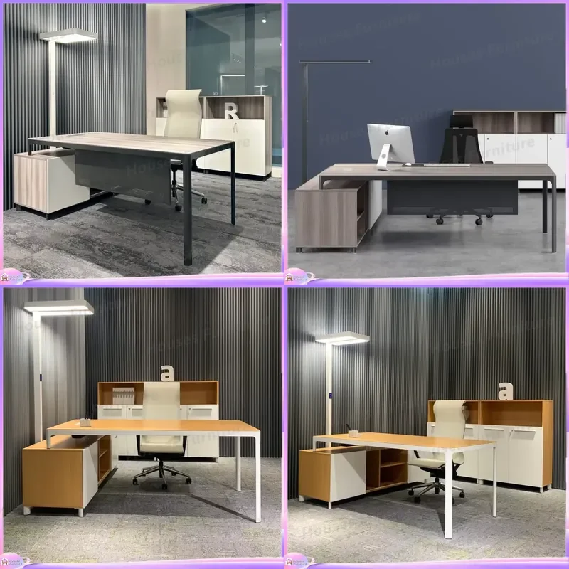 Modern 2m Executive Desk with Side Cabinet High Quality Office Workstation Manager Table Large Computer Desk for Home Office