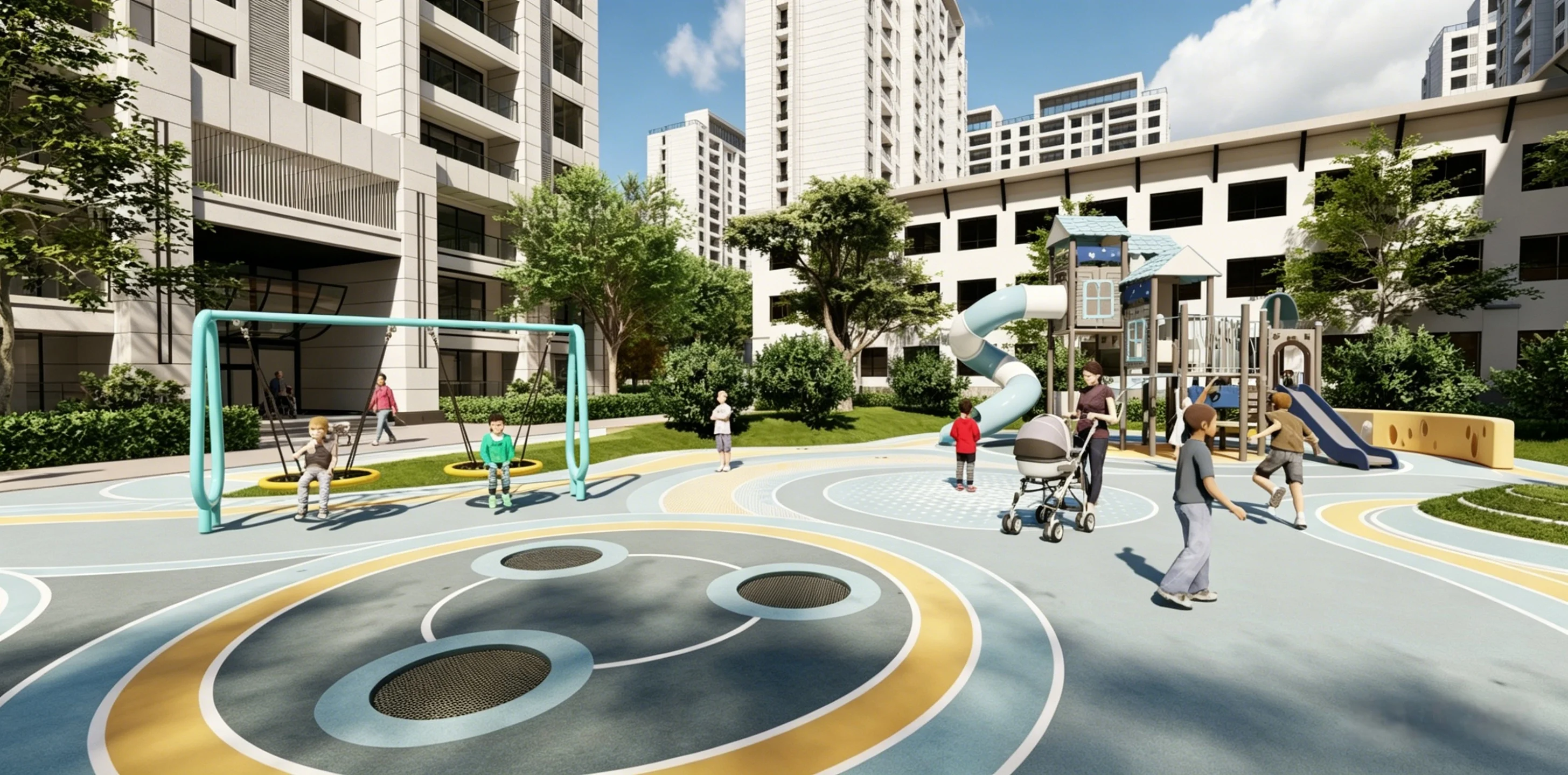 Commercial Outdoor Playground Set, Steel Wood Structure, Slide, Swing, Climbing Net, 500kg Load Capacity, Public Park
