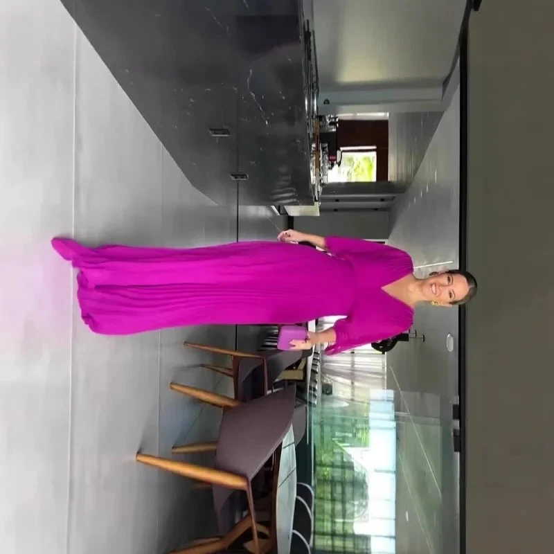 

Luxury Summer Dress Women's Dress High Waist V-Neck Pure Color Simple Loose Casual Designed Fashion Niche Versatile Slimming