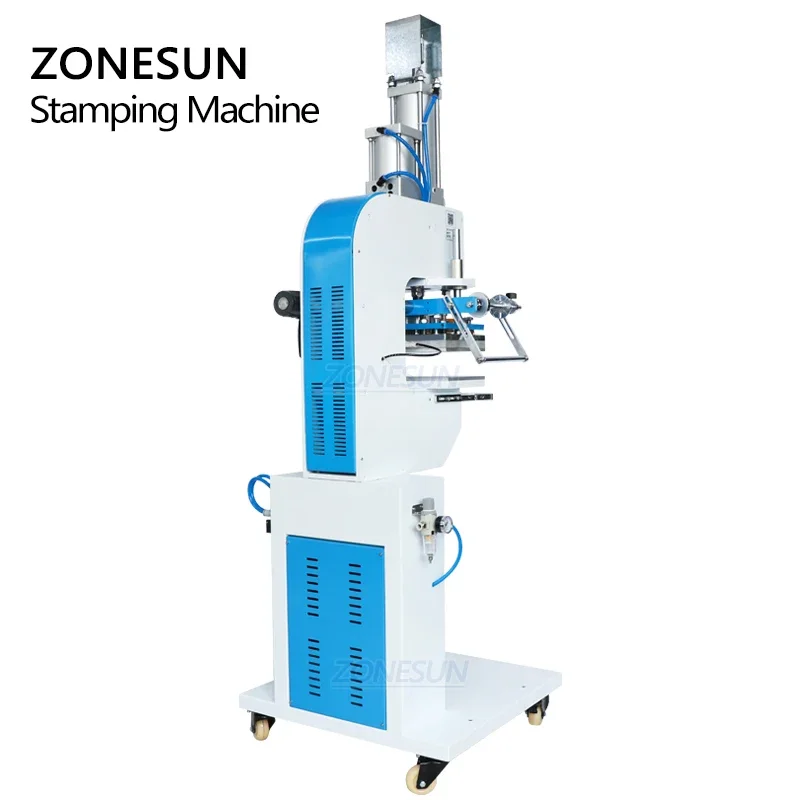 ZONESUN ZS-819SK Pneumatische automatische Kunststoffbox LOGO Leder Heißfolienprägung Rillen Prägemaschine Hitzepressmaschine
