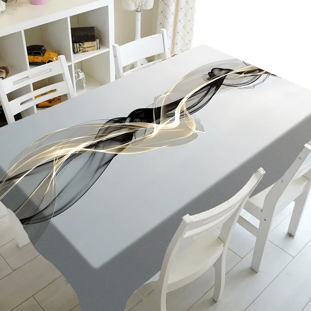 Jit, 1 piece, modern European minimalist tablecloth, featuring artistic ribbons pattern, made of polyester fiber