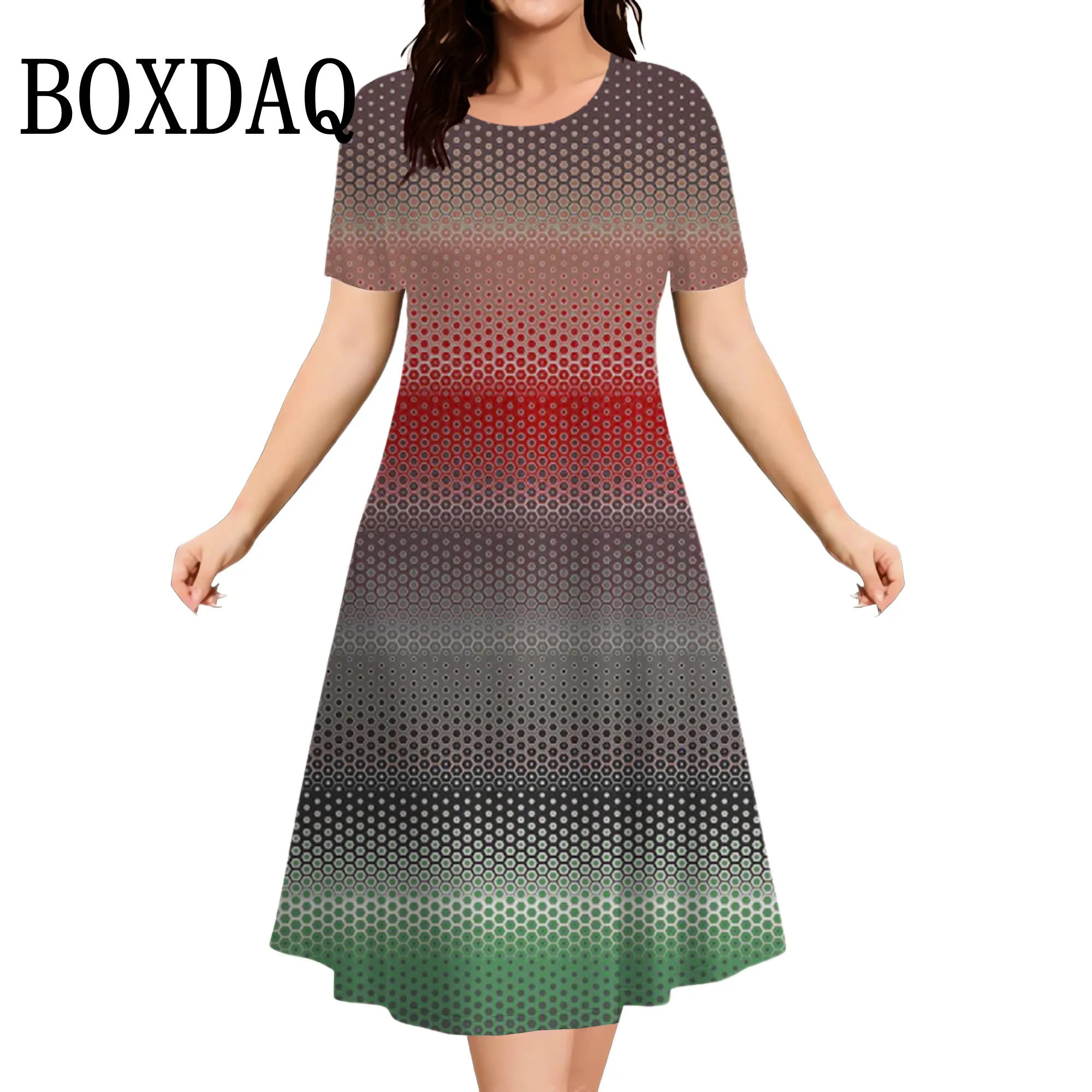 Striped Gradient Plus Size Summer Dress - alternate angle