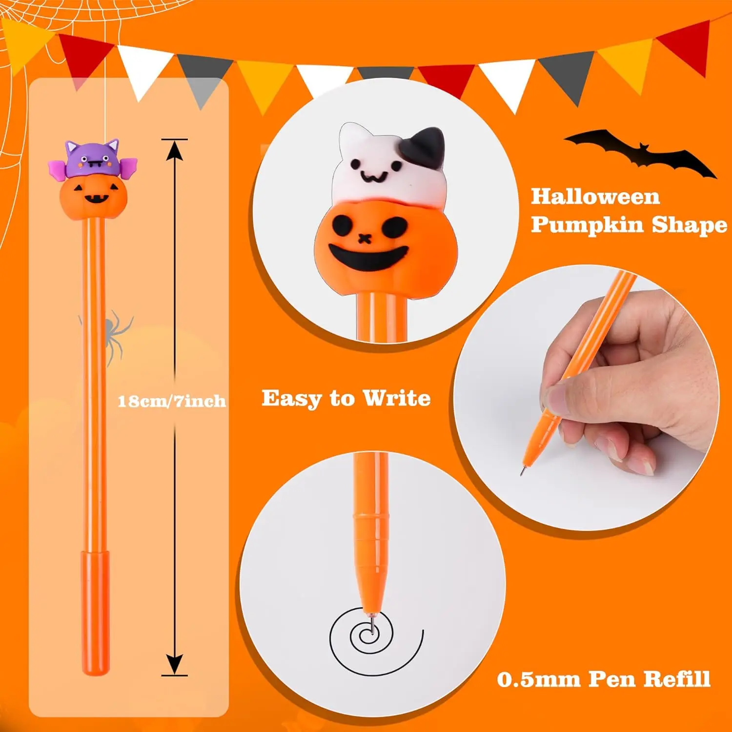 Imagem -03 - Halloween Gel Tinta Canetas Bonito Abóbora Cabeças de Crânio Novidade Escrevendo Ferramentas Escrevendo Suprimentos 60 Pcs