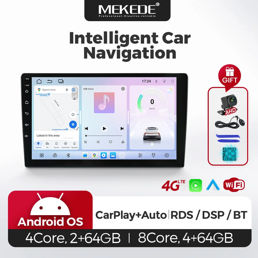 Mekede Universale 9/10 pollici Android 14 Autoradio 8G + 256G 8-Core TDA7851 Wireless Carplay Navigazione GPS Lettore Video Multimediale