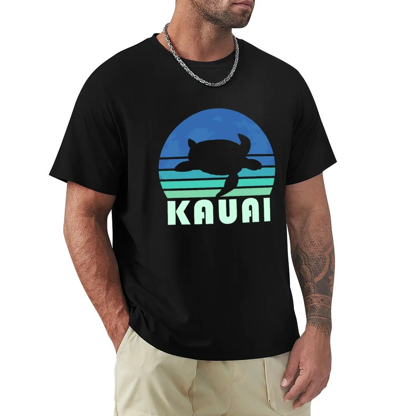 

Kauai Bay Sea Turtle Hawaii Beach Animal T-Shirt tops cotton graphic tees mens workout shirts