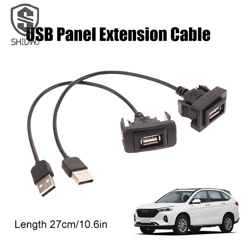 1Pcs Car Dashboard Flush Mount USB Panel Extension Cable Adapter Socket For Vi-go RAV4 Vios Levin 27cm USB 2.0 Plug Wholesale