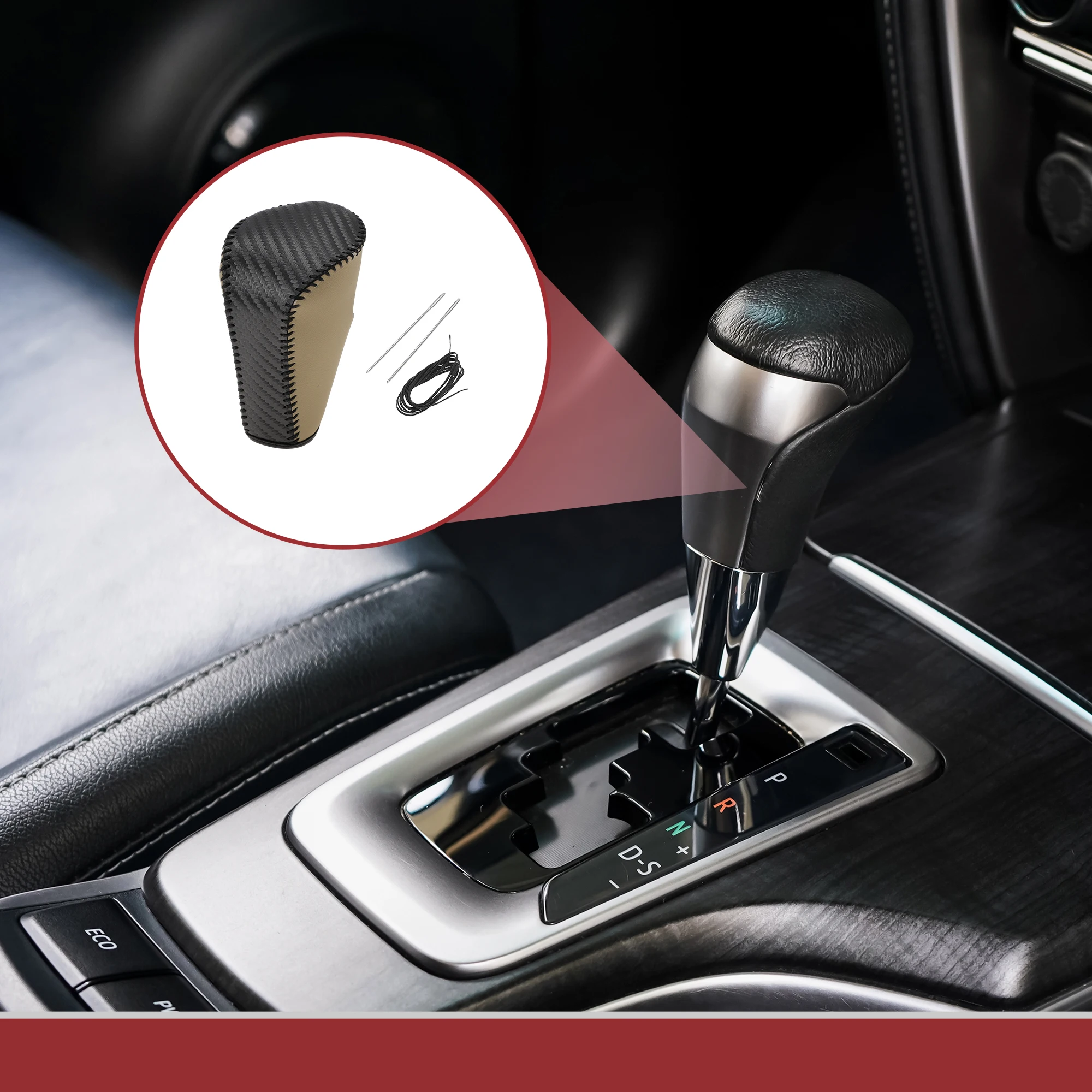 

Motoforti противоскользящий чехол для ручки переключения передач, автомобильная палка, защита ручки переключения передач для Honda Accord 8, бежевая искусственная кожа