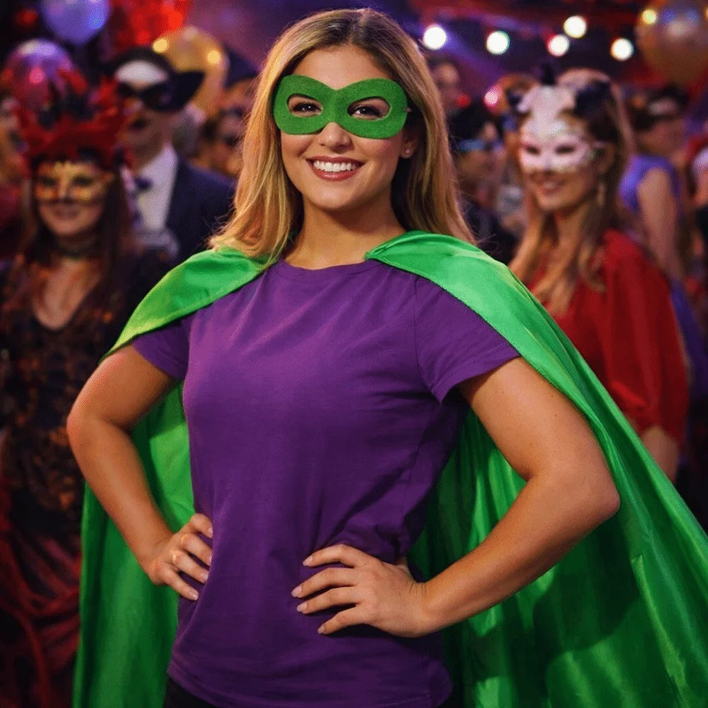 2-teiliges Set Einfarbiger Erwachsenen-Superheldenumhang mit Augenmaske Cosplay-Kostüm Langer Umhang Halloween-Superheldencape Verkleidung – Detail 7