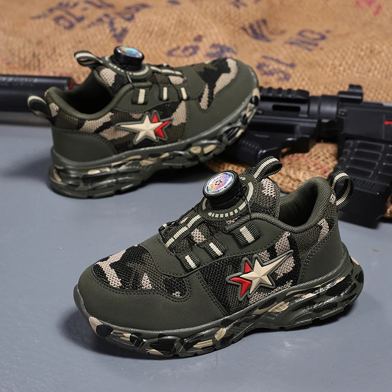 

Новые детские модные дышащие кроссовки из ткани с камуфляжным принтом, износостойкие, для активного отдыха, школы, повседневные, на плоской подошве