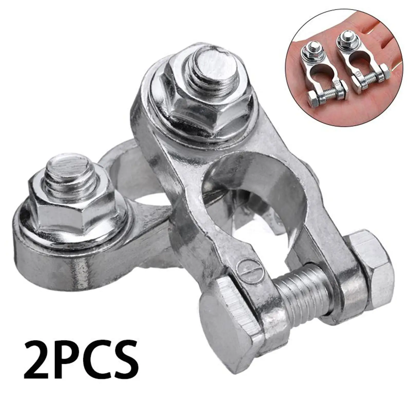 1Pair Car Battery Terminal Clamps Adjustable Conductive Stud Cable Motorcycle Car Heavy Caps Negative Duty Positive Type Bo H9R5