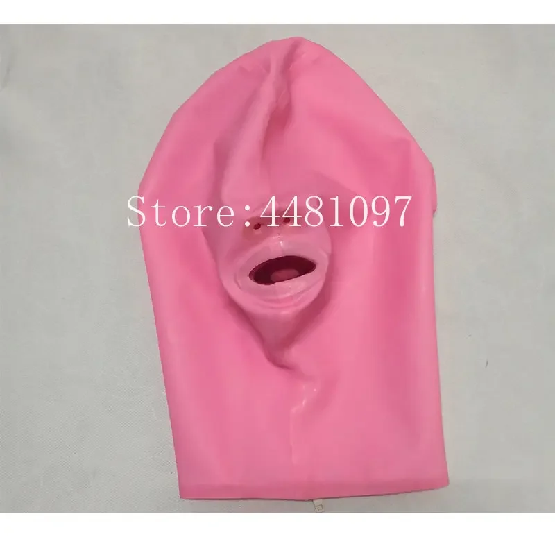 الوردي شفافة اللاتكس هود مع 15 سنتيمتر أنبوب الأنف الطويل الأحمر الأسنان الكمامة المطاط قناع الظهر البريدي الرجال النساء زي هالوين تنكري #2