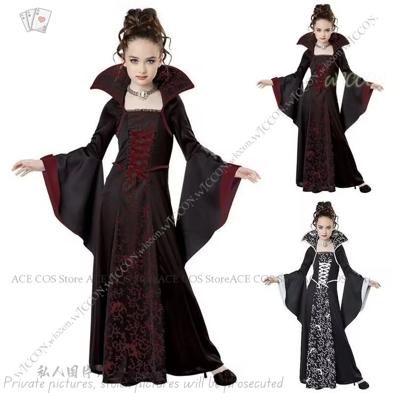 Halloween Cosplay Witch Vampire Costume for Kids Girls Carnival Dress Up Party Children's Performance Clothing Halloween  Party