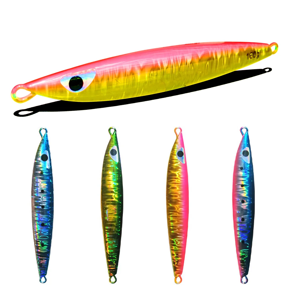 

AS Slow Falling JIg UV Glow Jig 3D Print Lure Fishing Angler 130g160g Metal Hard Bait Sinking Seabass Jigging Pesca Bait