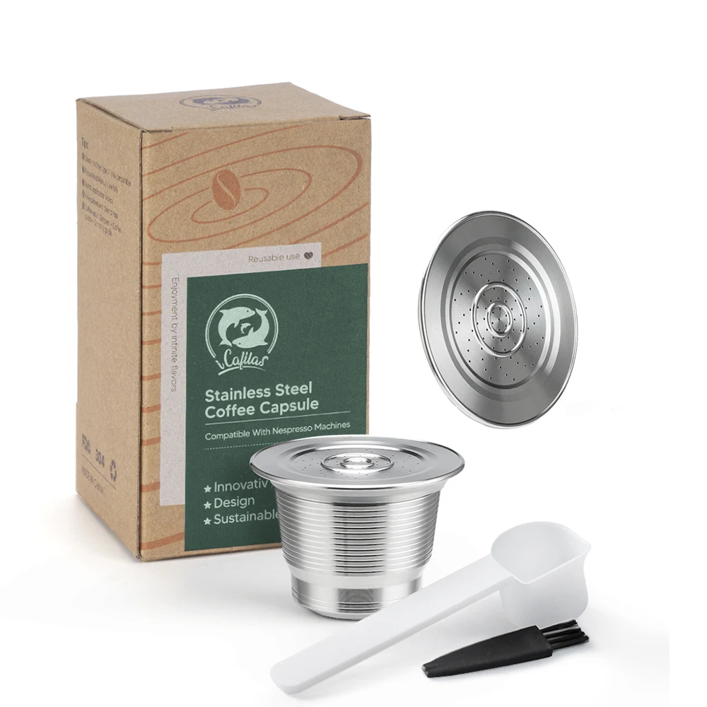 Nespresso wiederverwendbare Kaffeekapsel aus Edelstahl, nachfüllbare Filter, Espressotasse, passend für Inissia und Pixie Kaffeemaschine