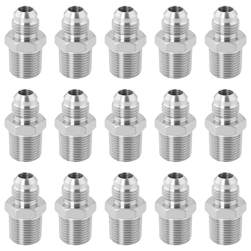 A08R~ JIC 37° Flare Hydraulic Hose Adapter, 3/8" JIC Male To 3/8" NPT Male Straight Union Fitting(15-Pack)