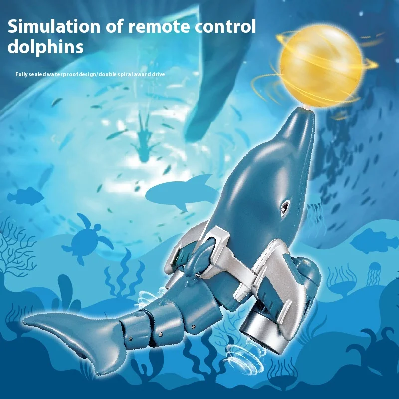 

Rc Boat Remote-Controlled Dolphin with Ball Simulated Double Propeller Radio-Controlled Animal Electric Model Toy Kids Gift