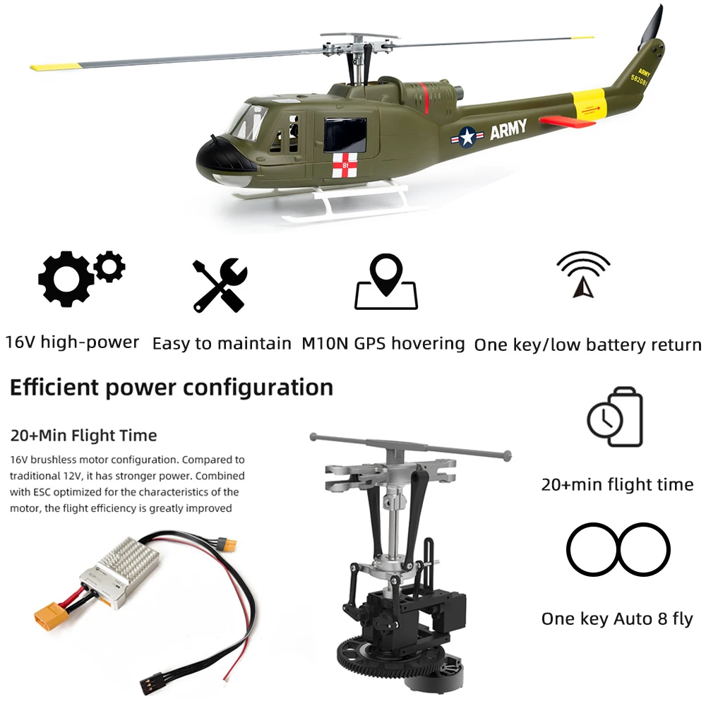 Upgrade Version FLYWING UH1 V4 Scale RC Helicopter 450 Helicopter H1 Flight Controller Altitude Hold RTF UH-1 V3 6CH Helicopter