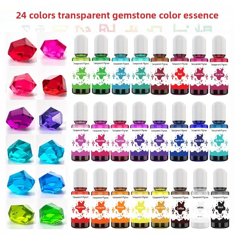 24 Colors Premium Transparent Resin Colorant Oil Based High Concentration Pigment for AB Glue UV Resin Epoxy Dye
