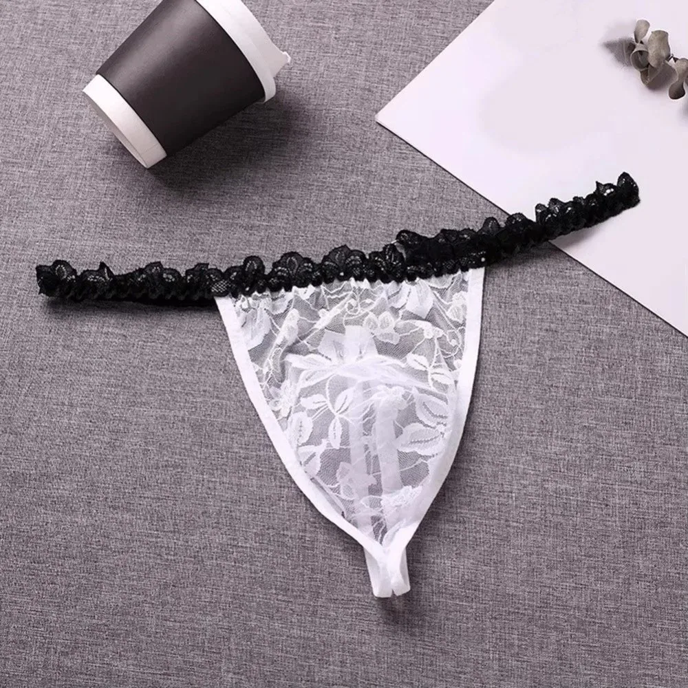 Comfortable Mesh Men's Thong Hollow Out Low Waist Triangle Panties Male Lingerie Transparent T-back Briefs Date Night