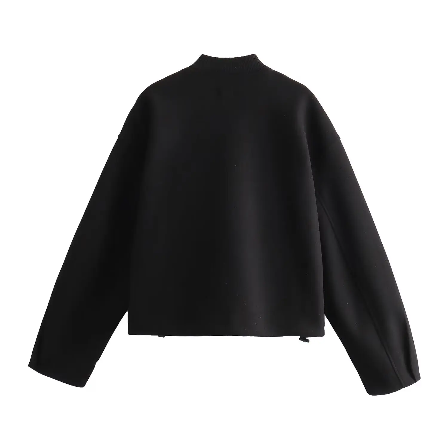 Chaqueta de piloto suave para mujer, abrigo elástico acanalado, cuello redondo, plisado, decoración de hebilla, novedad de otoño, 2024