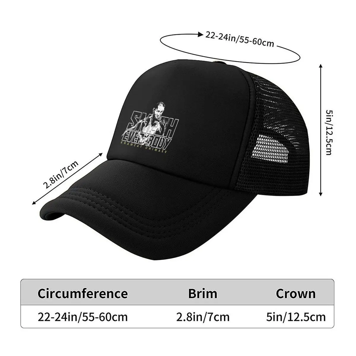 Smesh Everybody Khamzat Chimaev Fighter Portrait Graphic Mesh Baseball Cap Hip Hop