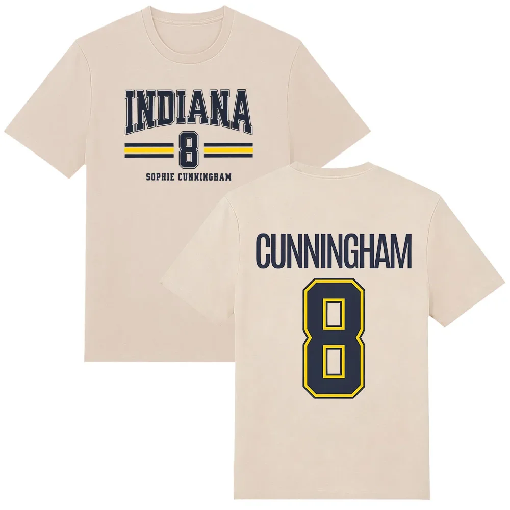 Sophie Cunningham # 8 Indiana Basketball T-Shirt Sommer Herren Damen Retro Baumwolle Y2K Rundhals Casual Streetwear O-Neck T-Shirt Kleidung – Detail 8