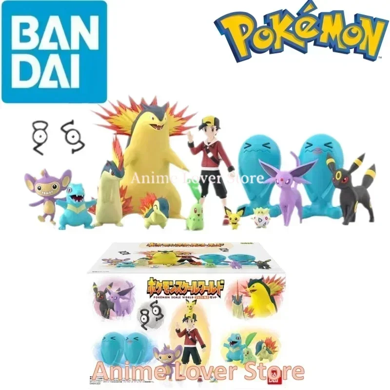 Bandai Original Scale World POKEMON Johto Region Gold Typhlosion Wobbuffet Totodile Togepi Pichu Anime Figure Toys for Kids Gift