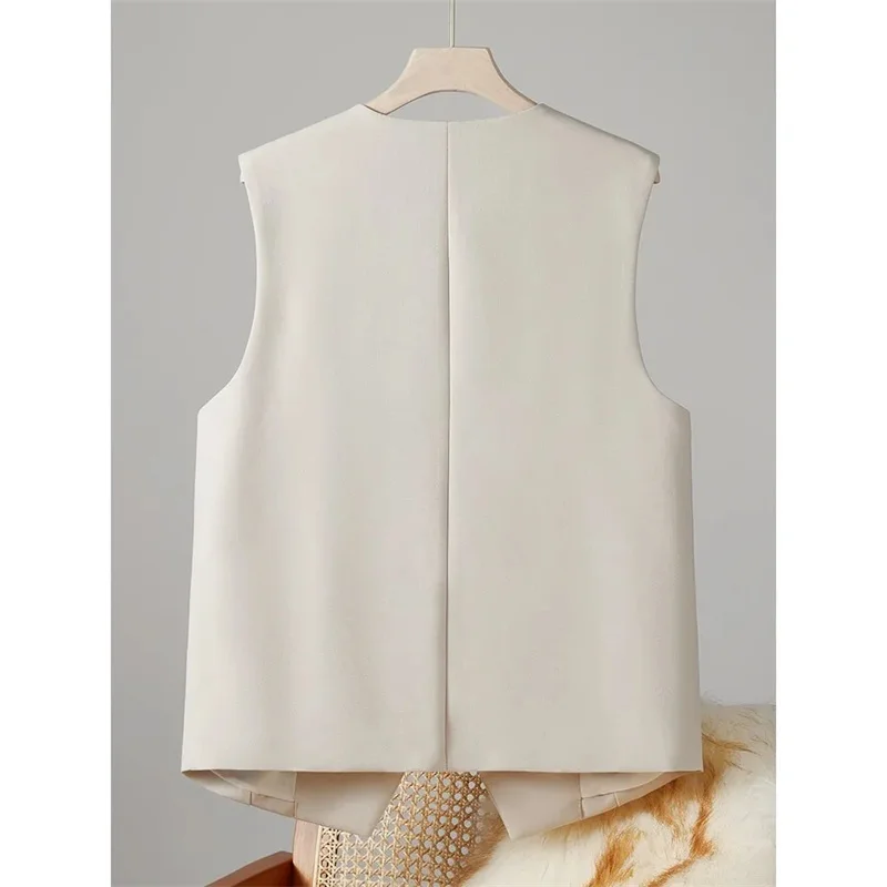 Suit Vest Jacket Girl 2026 Spring Autumn New Style Design Sleeveless Coat Women Loose Short Blazer Waistcoat Outside Female Tops