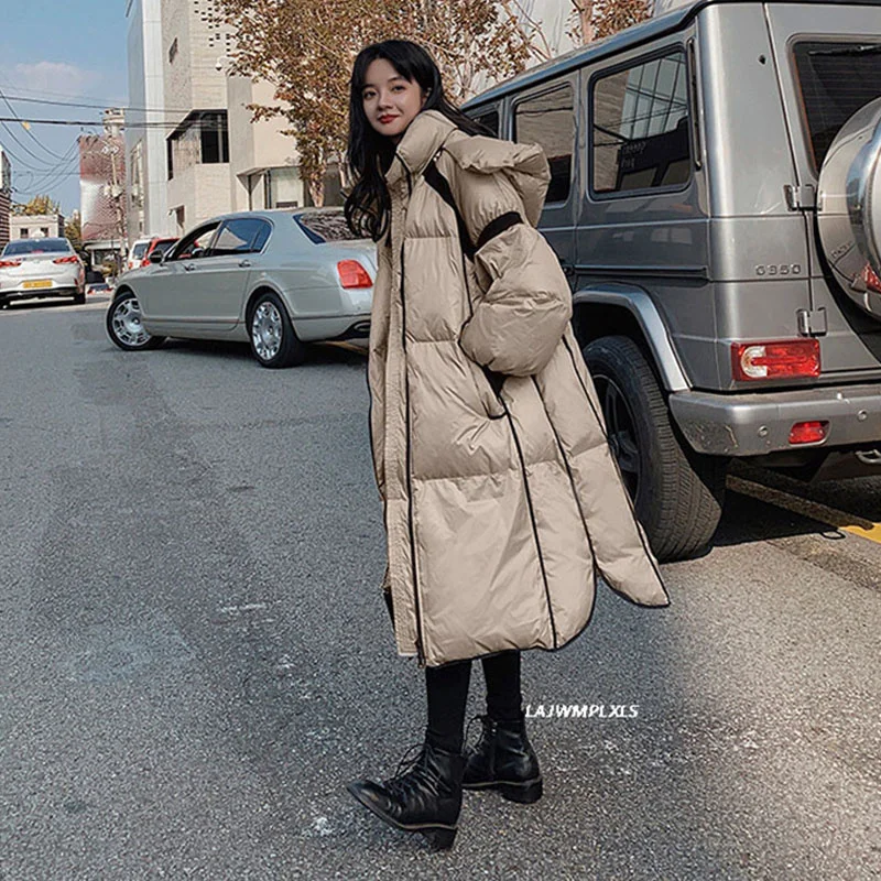 Winter 2023 90% New White Duck Down Coat Women Jacket Female Hooded Long Parkas Thick Warm Loose Casual Outwear Y234