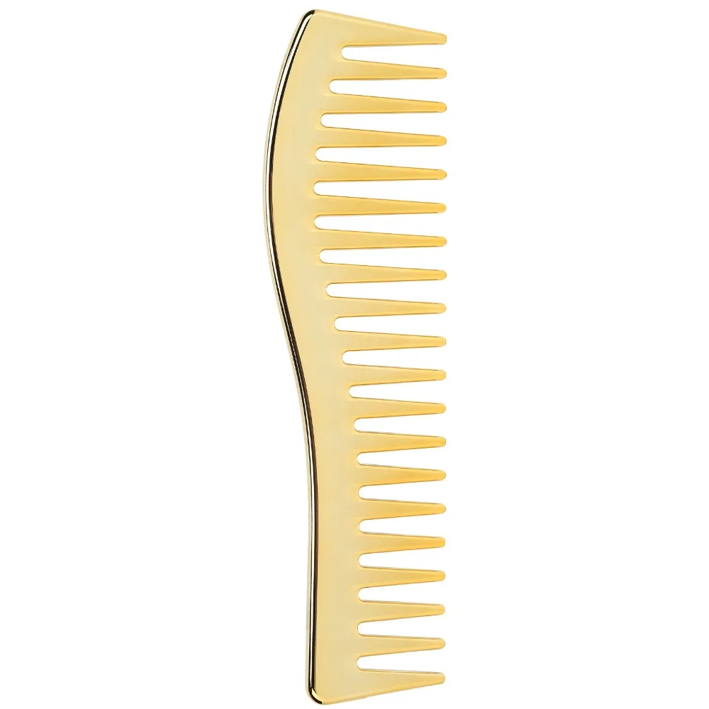 For Travel Use No Handle Wide Tooth Comb Large Size Gold Color Detangling Comb Plastic Professional Paddle Hair Comb Home Use