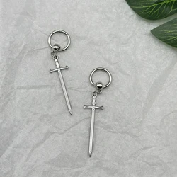 Gothic Grunge Medieval Sword Dagger Knight Dangly Long Earrings Stainless Steel Knife Weapon Drop Earrings for Women Men Unisex