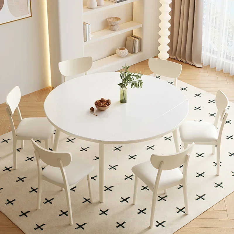 

Design Living Dining Table Luxury Breakfast Italy Minimalist Dining Table Round Modern Mesas Pegables Portatil Hall Furniture