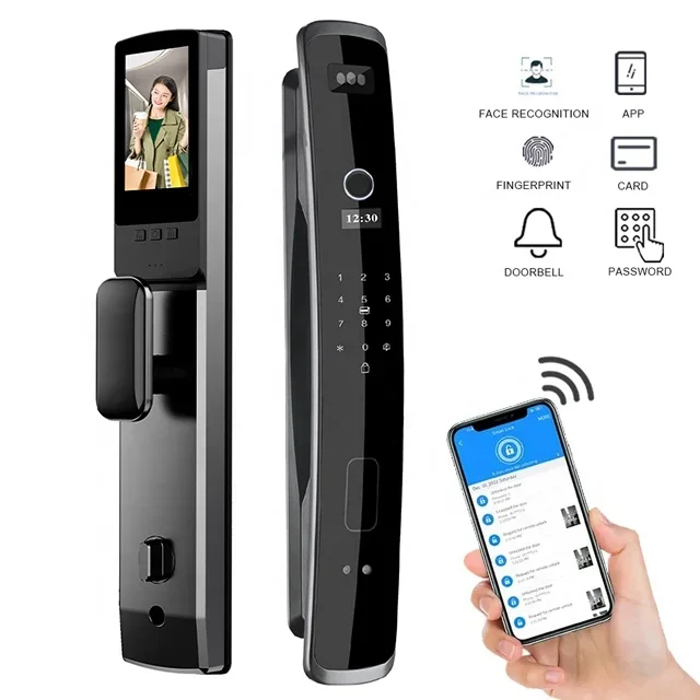 Manufacturer Price  Fully Automatic Digital Lock  Wifi  cam era 3D Face Recognition Biometric Fingerprint Smart Door Lock