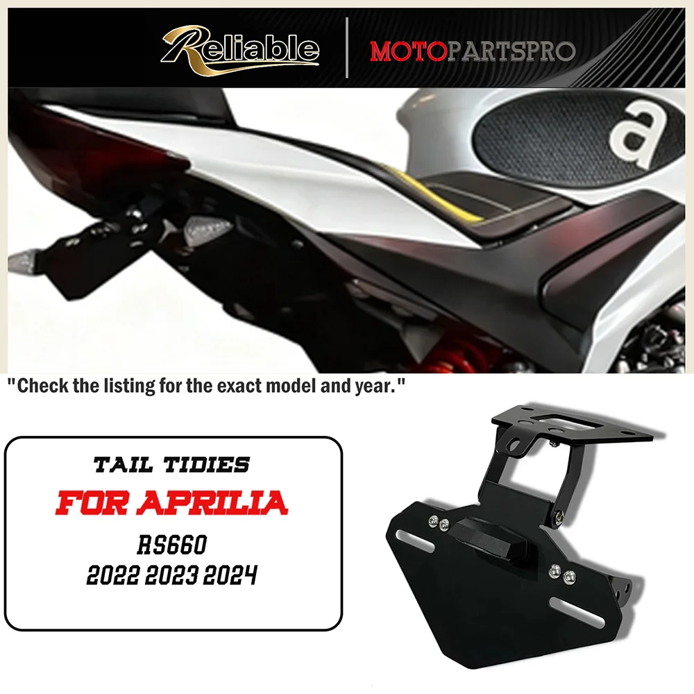 

For Aprilia RS 660 RS660 2022 2023 2024 Motorcycle Rear License Plate Mount Holder Black License Bracket with LED Light