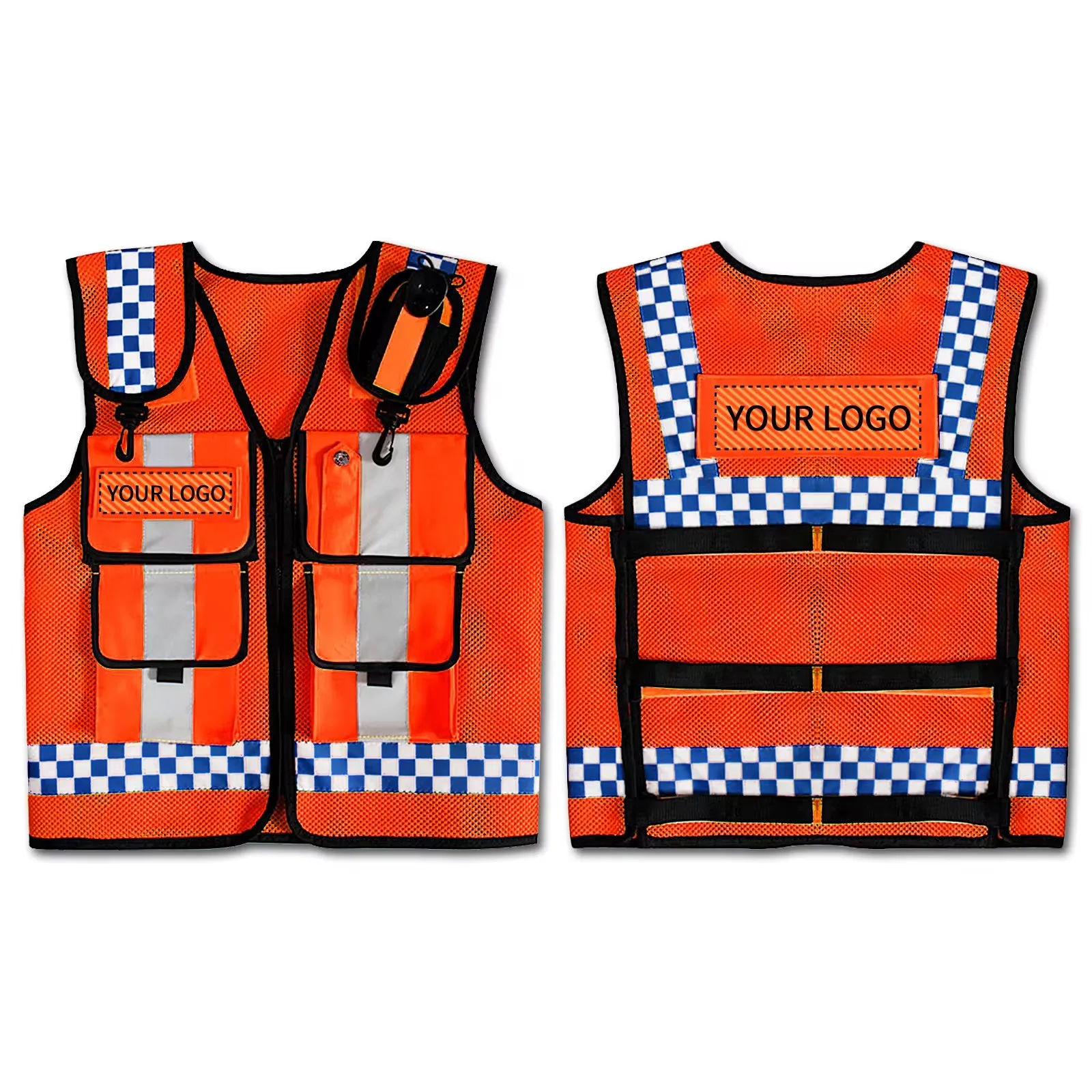 High-Quality Breathable Mesh Reflective Safety Vest Orange Color Hi Vis Vest Police Working Clothes Night Traffic Safety Work