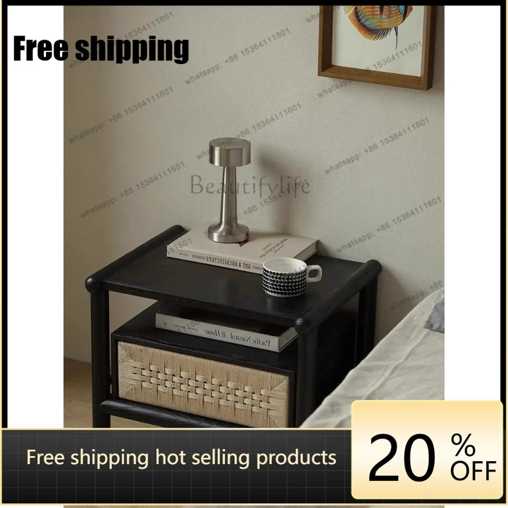 hot Medieval style solid wood bedside table, retro style bedroom bedside storage cabinet rackFactory Direct