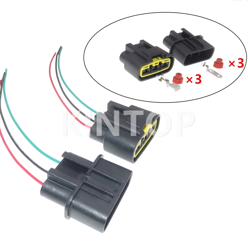 

1 Set 3 Pins QLW-A-B3F-B QLW-3F-B AC Assembly Motorcycle Car Plastic Housing Connector with Wires Auto Waterproof Fan Socket