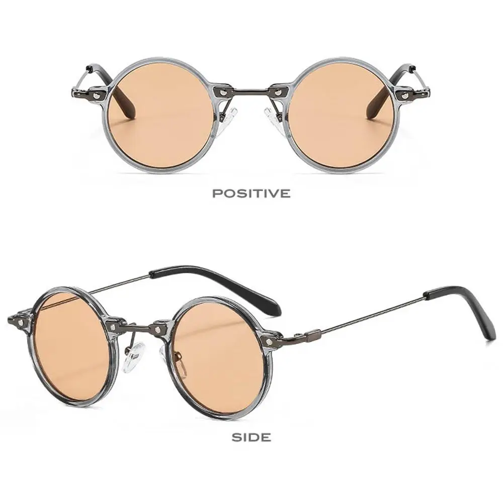 New Small Round Sunglasses Men Women Retro Steam Punk Glasses Gradient Clear Lens Eyewear Vintage Driving Shades Ocean Color