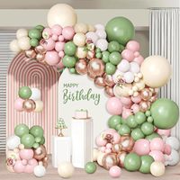 122Pcs Sage Green Pink Balloon Arch Kit Baby Pink Sand White Rose Gold Metallic Balloons Baby Shower Birthday Party Decorations