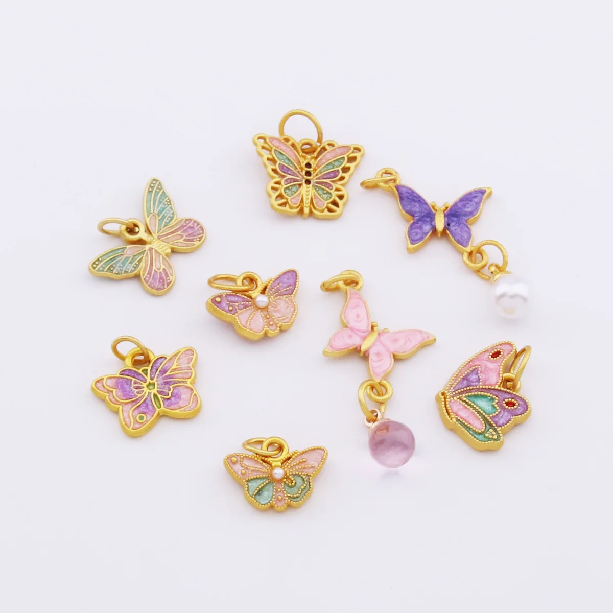 

8Pcs Double sided Butterfly Oil Drip DIY Jewelry Accessories Bracelet Necklace Pendant Hand Rope Wholesale
