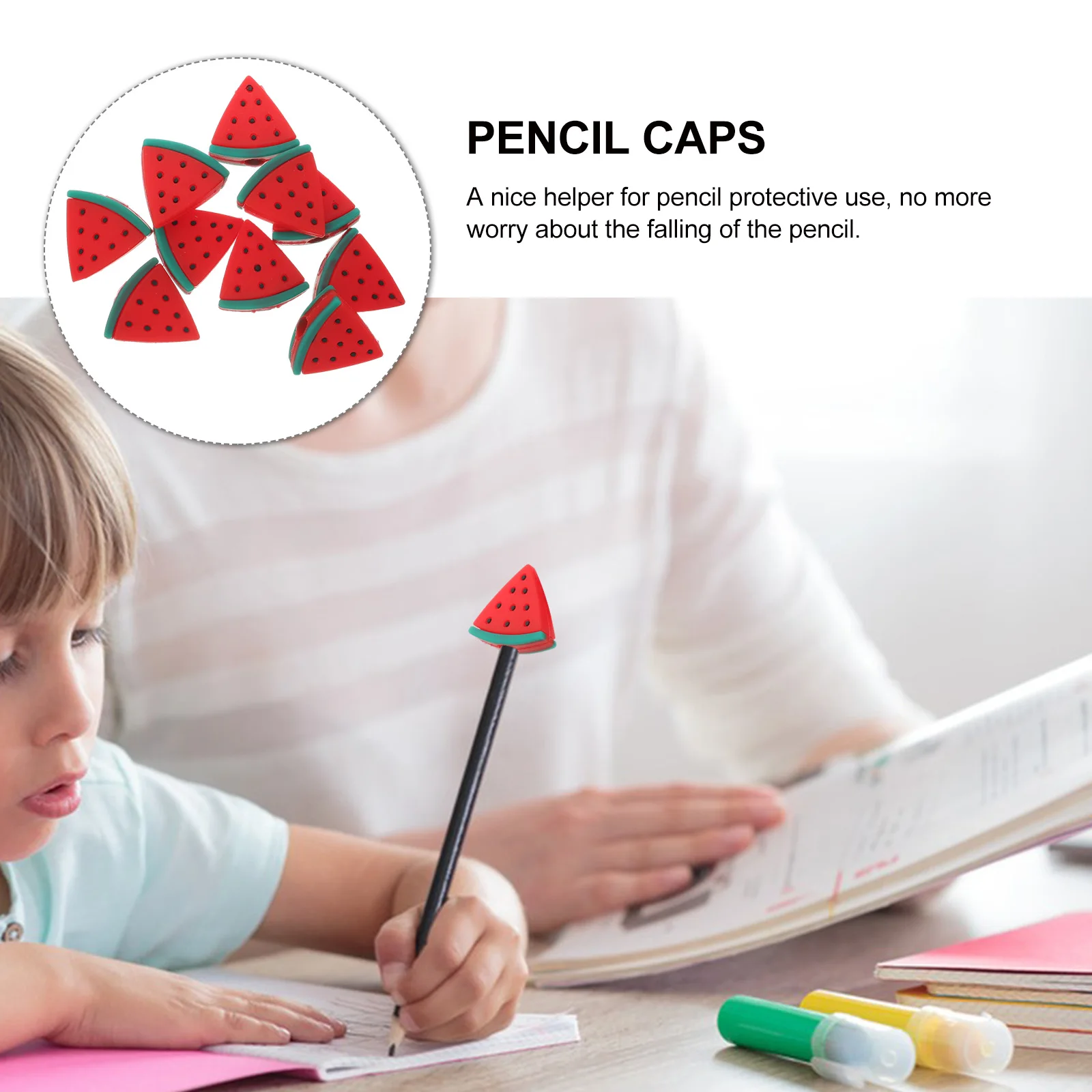 

10 Pcs Watermelon Pen Hat Decoration Adorable Pencil Protectors Flexible Hats Toppers Lovely Caps Fruit