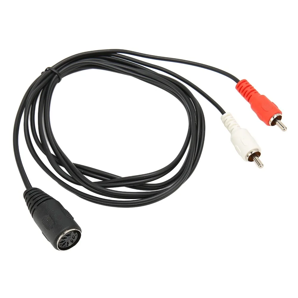 1.5m/4.9ft DIN 7 Pin Female to Dual RCA Male Cable Flexible Plug and Play Sound Adapter Cable RCA Audio Cable Home Audio Setup